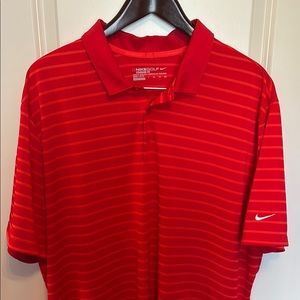 Nike Men's Red Striped Polo Shirt
